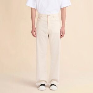 Marni Cream denim wide-leg jeans with Trunkaroo plaque